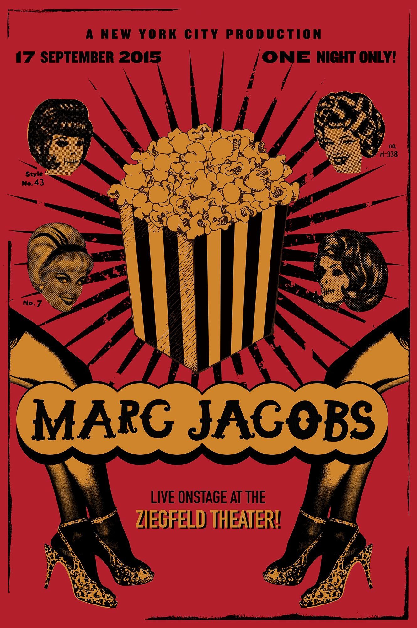 Marc Jacobs Spring 2016 show poster with a popcorn bucket and starburst