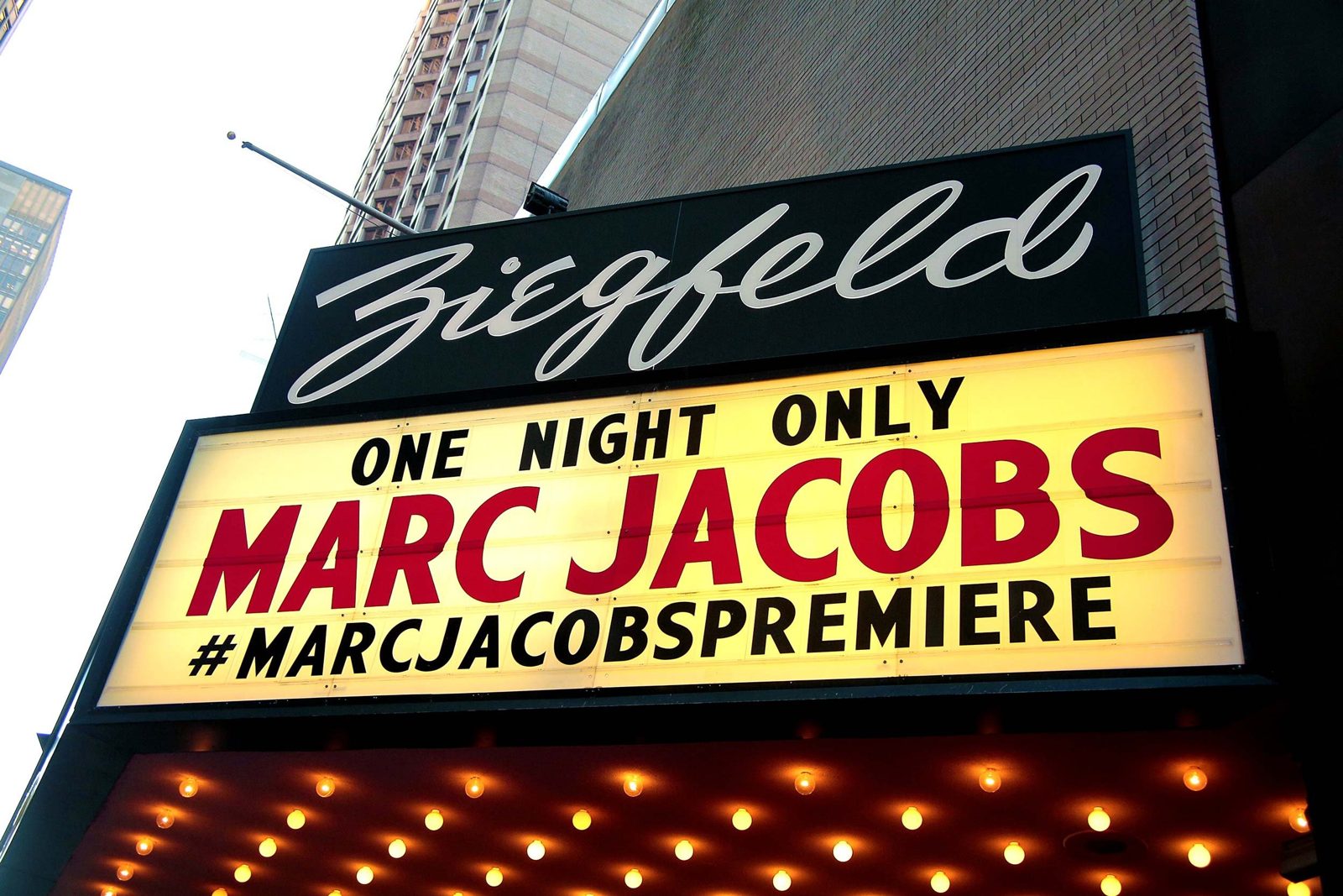 The Ziegfeld marquee: Marc Jacobs, one night only